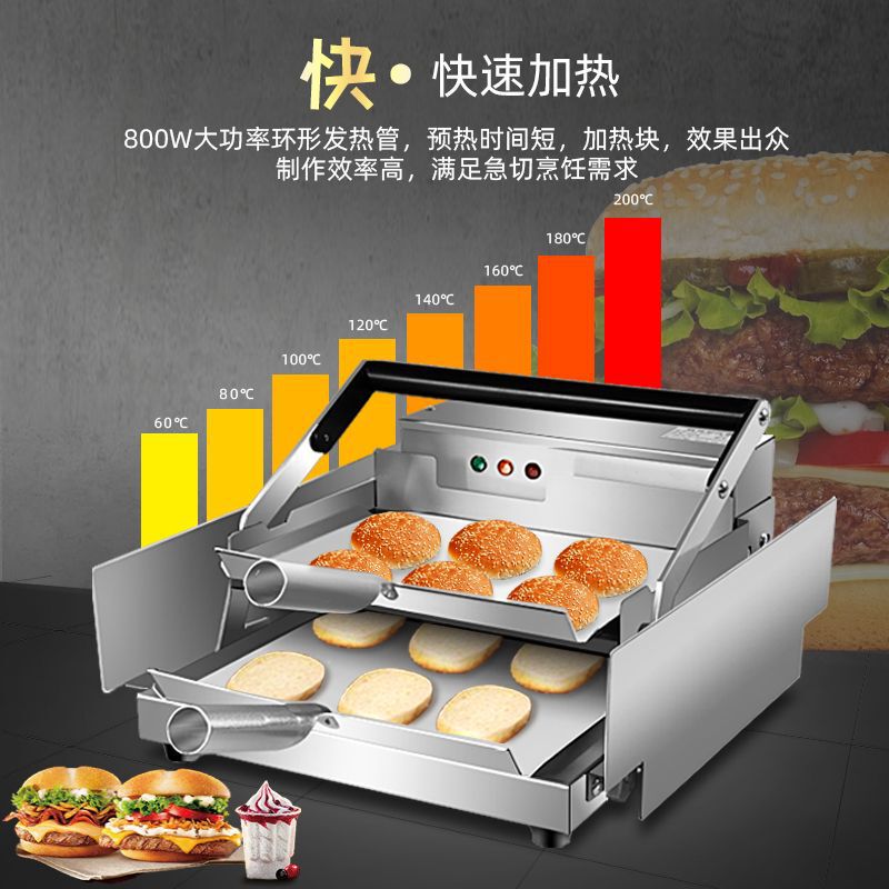 ハンバーガー機商用全自動焼き機二重乾燥機小型電熱ハンバーガーバーガースタンド式ハンバーガー機|undefined