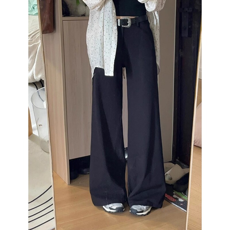 大きいサイズの高級BFレイジースタイルスーツパンツ、女性用夏スリムドレープカジュアルパンツ、小柄な方向けのワイドレッグフロアレングスパンツ|undefined