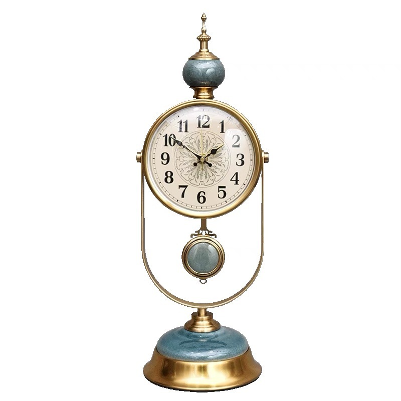 Table clock 欧式座钟摆件家用客厅桌面时钟复古钟表创意台式摆钟|undefined