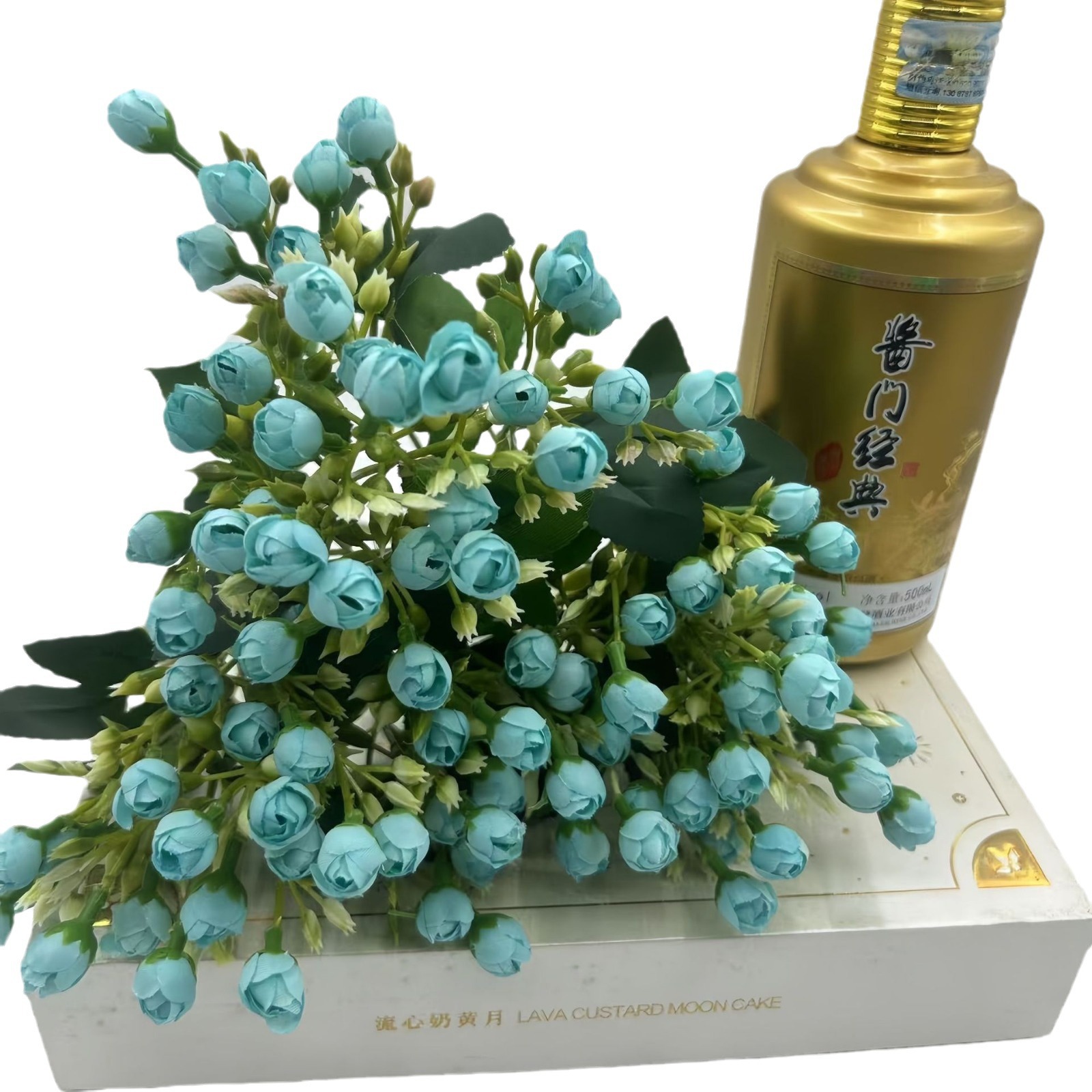 Simulación de un pequeño ramo de flores 5 horquillas 30 flores brotes de flores de Milán artificial simulación de brotes de rosas decoración de boda en el hogar