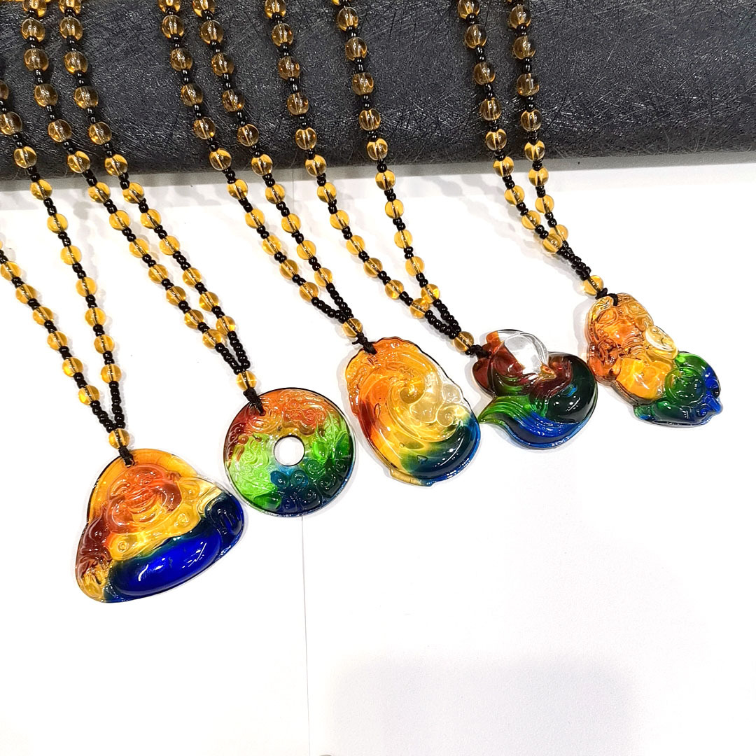 Ethnic Style Leaf Flower Glass glass Unisex Pendant Necklace 1 Piece