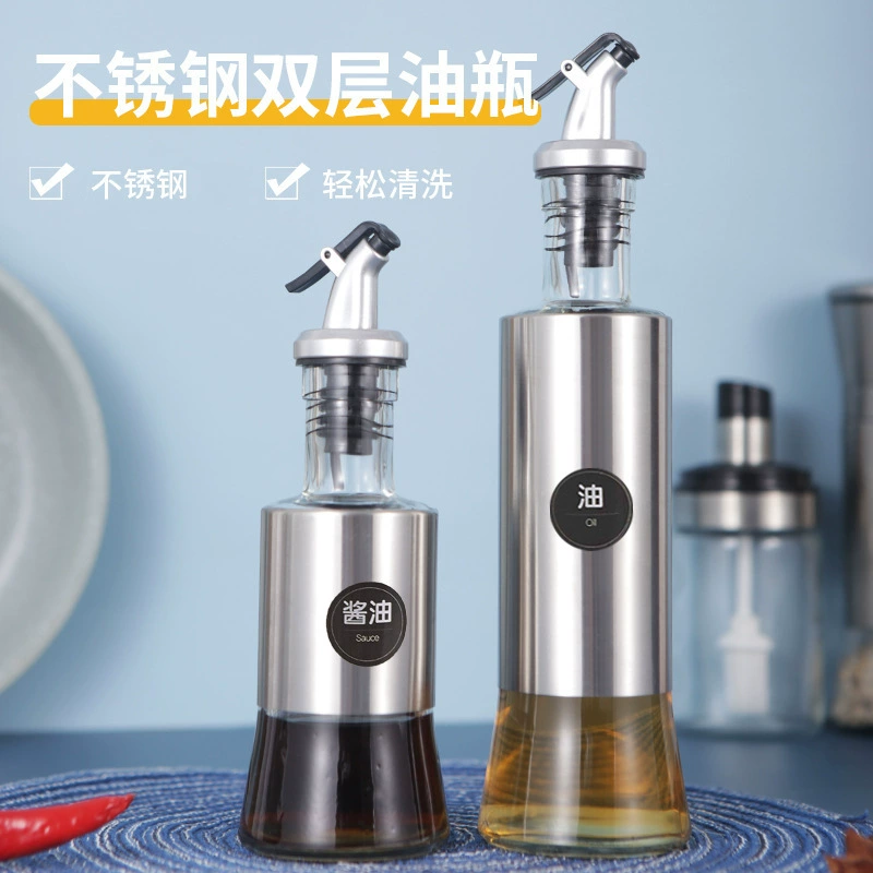 Automatic foldable hermetic glass oil dispenser stainless steel