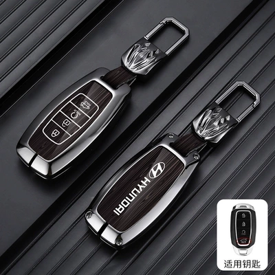 Generation Tucson L Special Metal | Car key bag - standard-type-a-4-button-wood-grain-coffee-metal-buckle