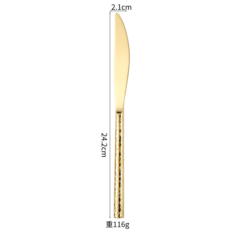 Edles Besteckset Mit Hammerschlagdesign Aus Edelstahl Rund_voghion.com