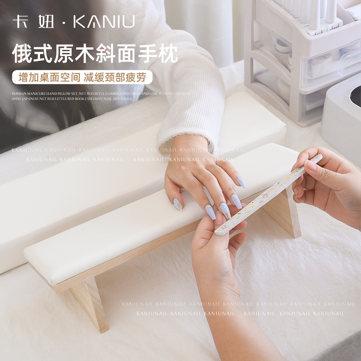 Russian-style log inclined hand pillow Japanese-style long hand pad relieve fatigue inclined soft pillow suit special for nail salon