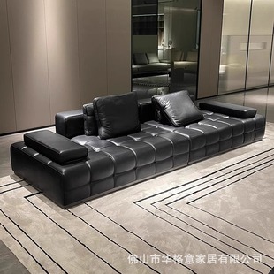 Italian Minimalist Lawrence Leather Sofa Designer Living Room Corner Size Light Luxury First Layer Cowhide Combination