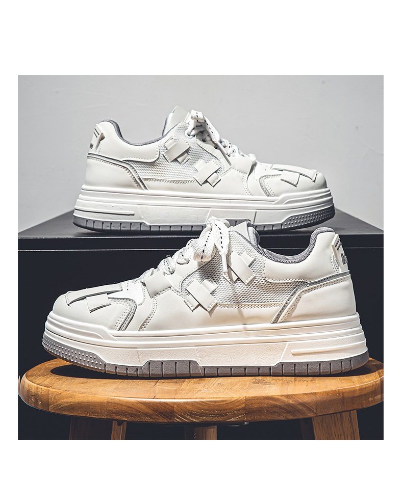 Men's Casual Sneakers White Platform Comfortable Trendy Shoes_voghion.com
