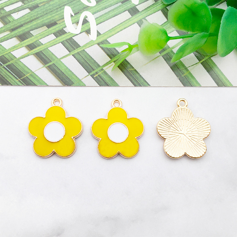 1 gota de aceite flor girasol DIY joyería accesorios aleación color flor collar pendientes colgante estilo coreano