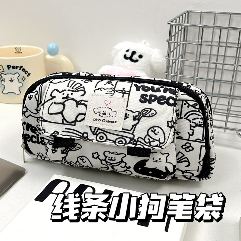 Kapibala フリップペンバッグ漫画ペンバッグイン学生文具大容量漫画かわいい筆箱収納|undefined