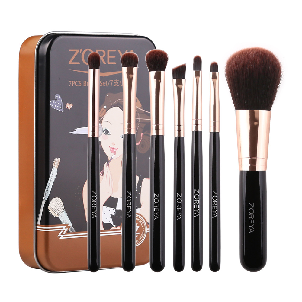 Principiante herramientas de belleza fácil llevar almacenamiento cepillo pequeño mini en Caja 7 pinceles maquillaje conjunto completo