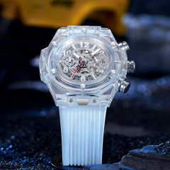 金詩頓品牌硅膠帶時尚簡約透明多功能防水情侶手錶學生石英表