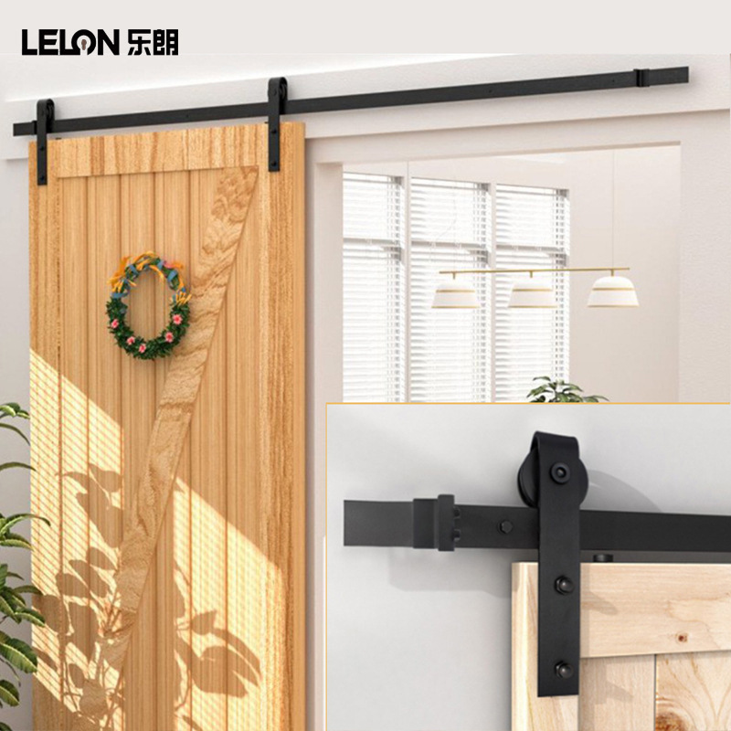 Custom American-Style Heavy-Duty Single-Door Sliding Barn Door Wheel Track Kitchen Bedroom Barn Door Hanging Rail Full Set of Sliding Door Guide Rails