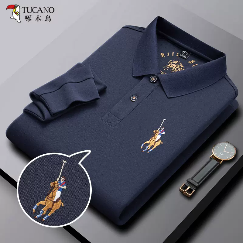 TUCANO/啄木鸟男装秋季新款刺绣棉长袖 休闲日常时尚男士polo衫