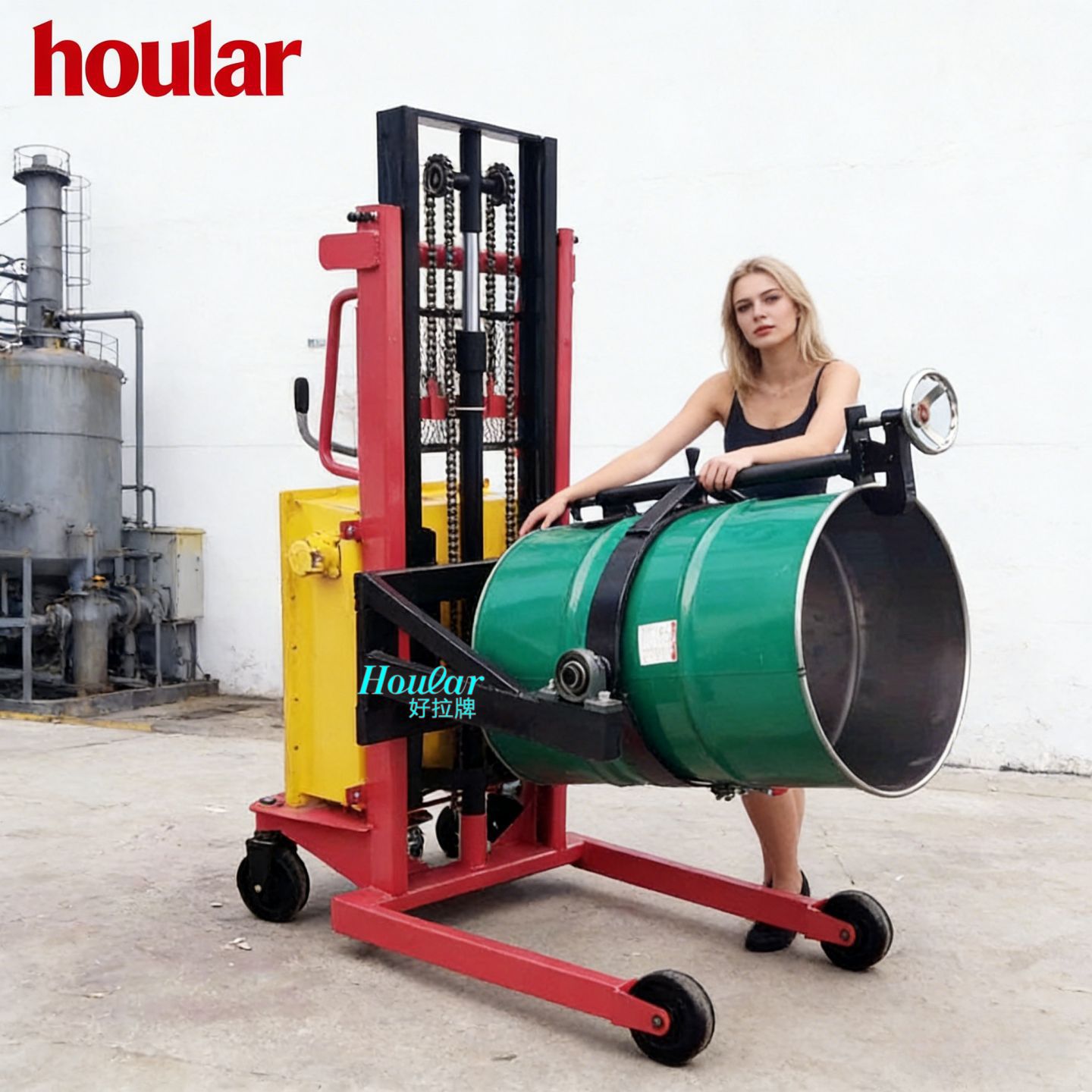 半电动防爆油桶车PDS500-15BH-EX勾抱式电升手动倒气动倒料搬运车