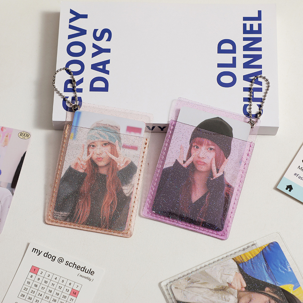 Korean version vertical transparent card holder student bus card meal card subway card access control card card bag girl dual card slot card holder