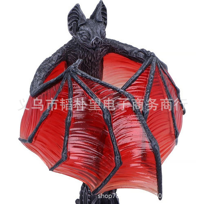 跨境新款Gothic bat wings哥特式蝙蝠之翼台灯万圣节树脂摆件|undefined
