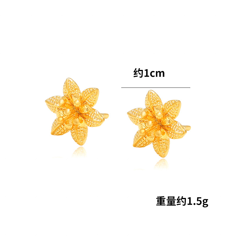 Pendientes de flores pequeñas chapados en oro – estilo femenino ins, bisutería delicada