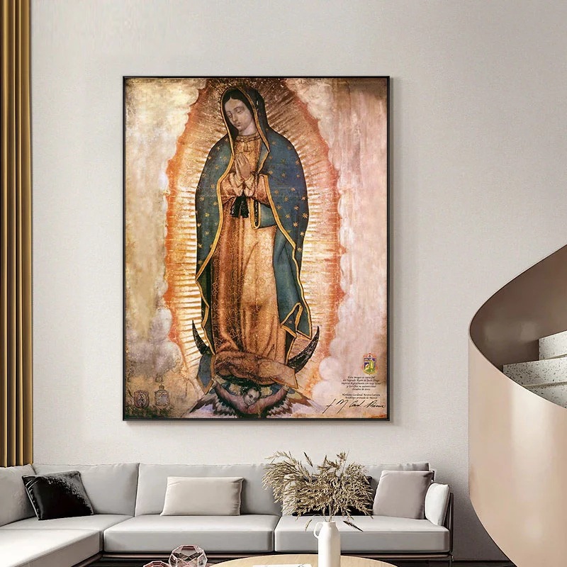 Lady Guadalupe Pintura al óleo lienzo mural póster mural arte dormitorio sala de estar decoración moderna