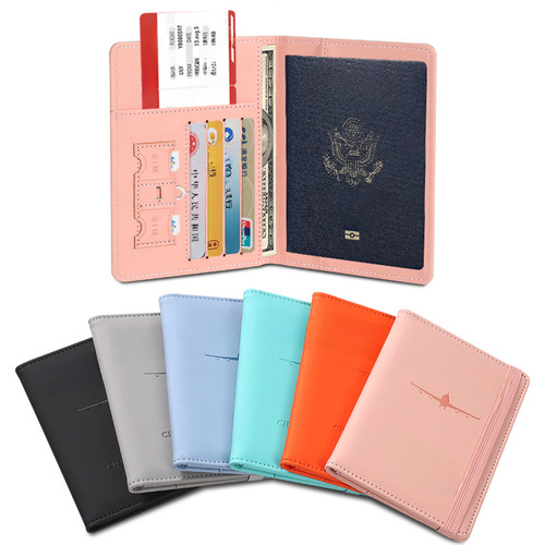 Amazon PU leather passport holder RFID multi-card slot multifunction passport document case wholesale