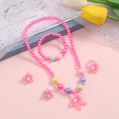 Resin Creative Cartoon Earrings Ring Bracelet Necklace Set for Girls and Children Pearl DIY Accessories and Decorations