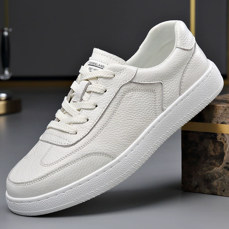 2025 новых мужских модных и универсальных белых туфель из натуральной кожи, первый слой коровьей кожи, легкая мягкая подошва.