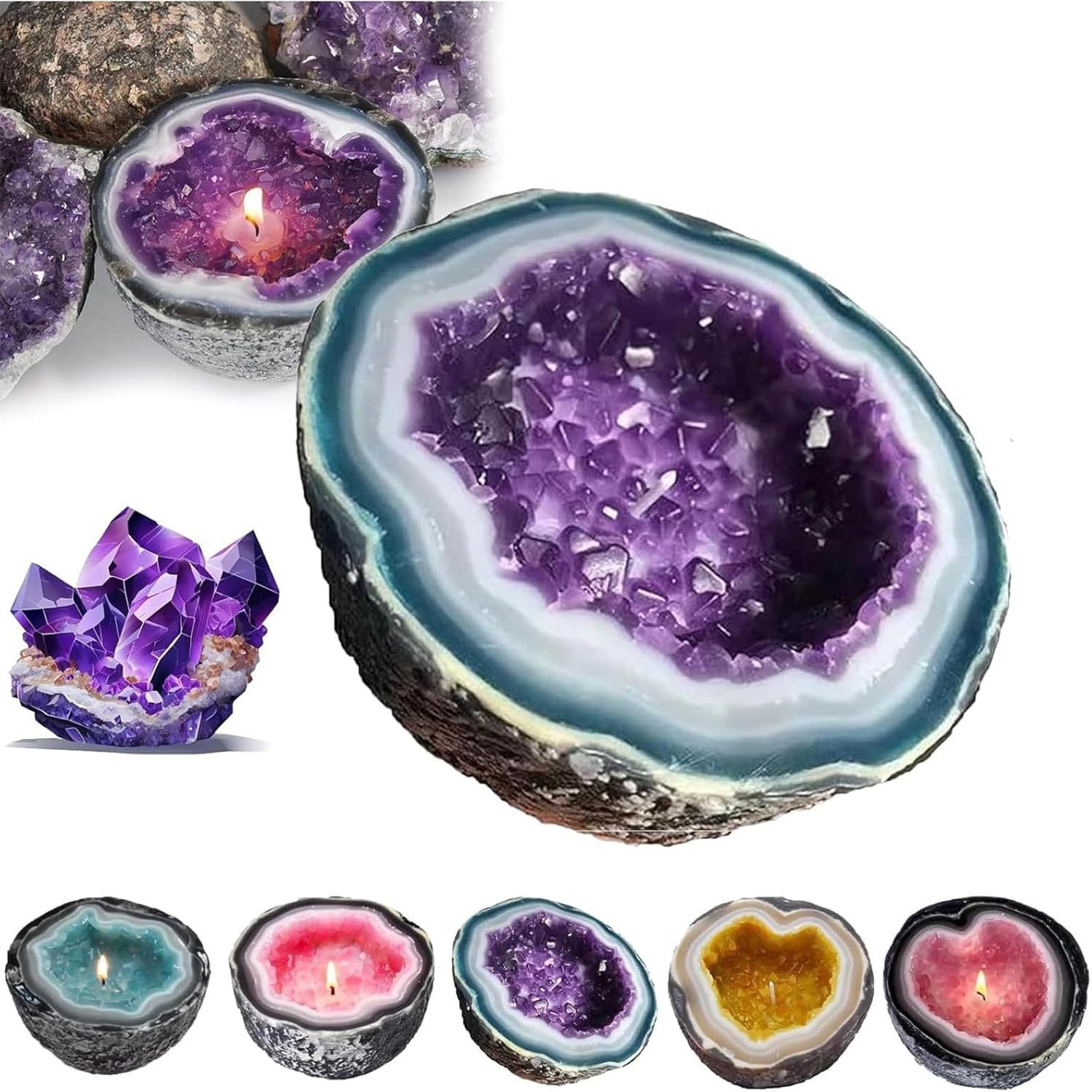Gladwares Crystal Geode Candles仿水晶香薰烛台树脂工艺品摆件