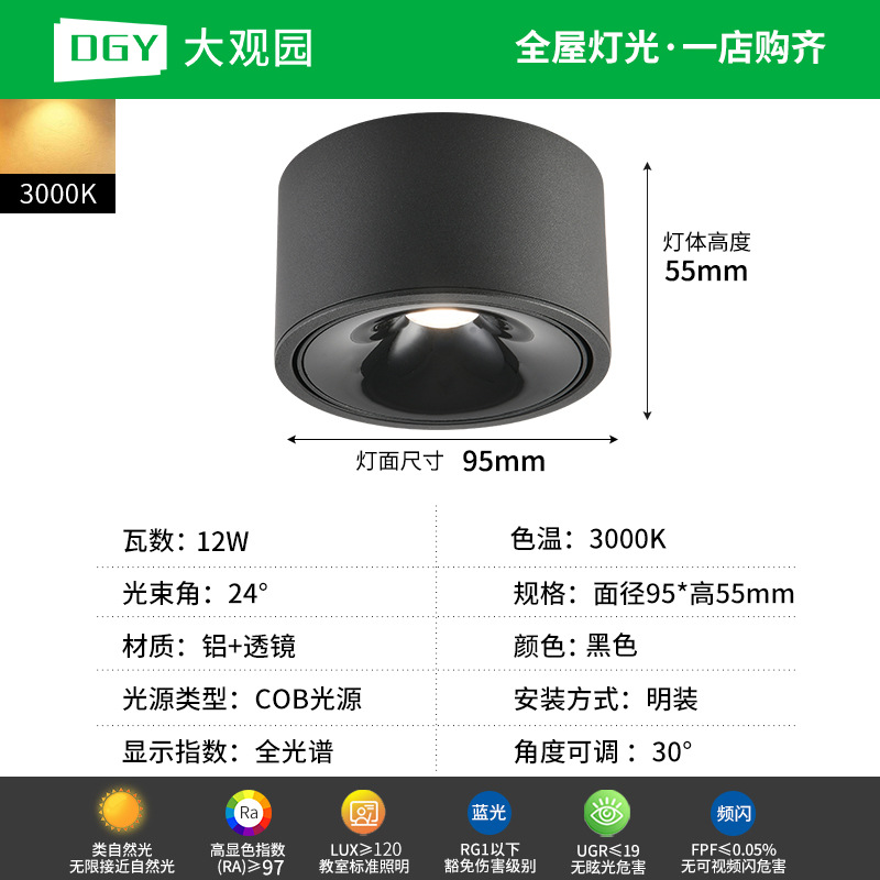 Da Guan Jardín luz de reflector anti-deslumbramiento colina sala de estar sin luz principal luz de techo downlight led corredor luz de techo 495L image 41