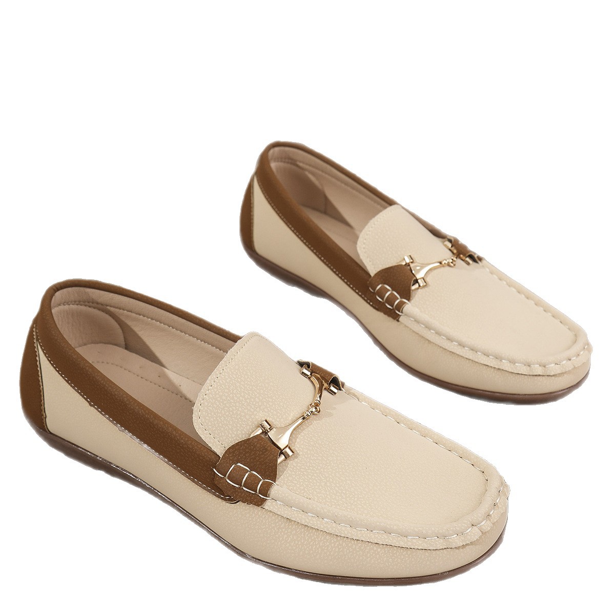 Mocasines Planos para Mujer de Cuero Artificial con Tacón Bajo y Puntera Cuadrada para Banquetes