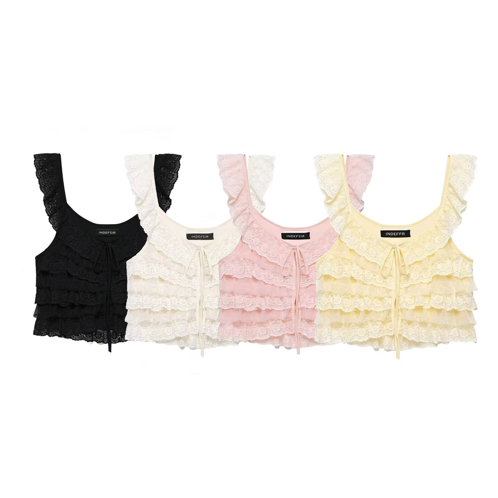European And American Style 2026 New Fashion Temperament Women's Lace Laminated Decorative Suspender Top_ecoleips.com