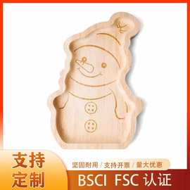 跨境木质托盘聚会装饰餐盘 圣诞老人干果盘 卡通面包熟食小吃盘
