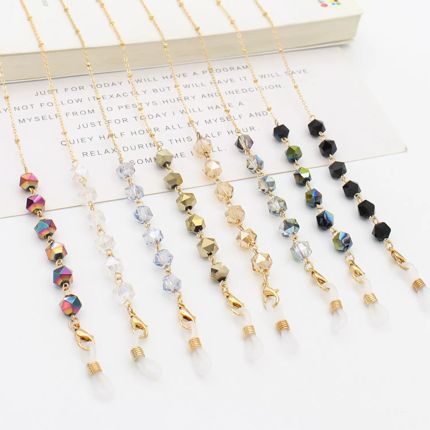 欧美水晶眼镜链高级感五角星链条配饰防滑挂链口罩链眼镜挂绳现货