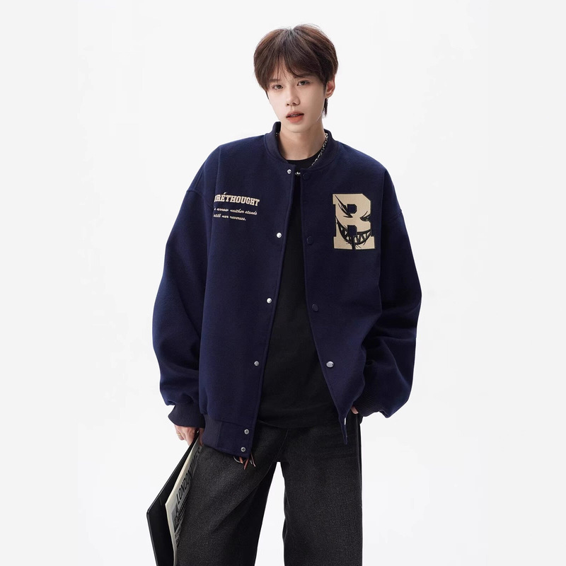 Trendy Designer Baseball Jacket for Men and Women, Autumn and Winter American Letter Embroidery Coat, High Street Versatile Casual Couple Jacket