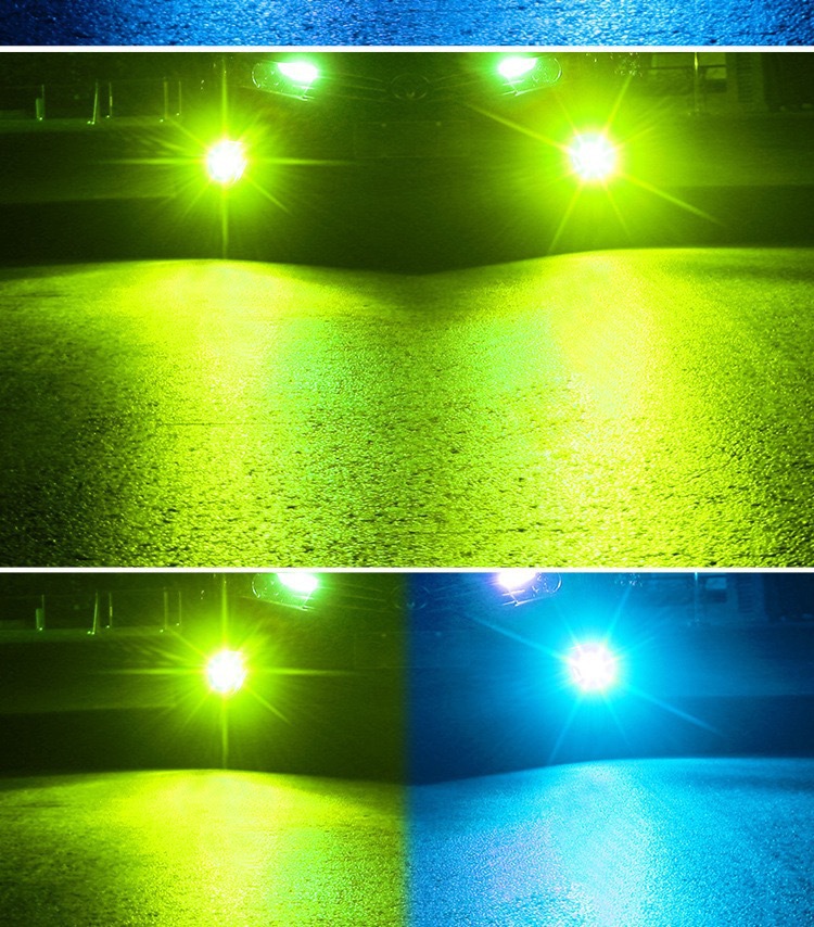 Factory Cross-Border Specializes in Automotive Led Lens Two-Color Fog Lamp H7 9005 9006 H11 Integrated Non-Destructive Installation