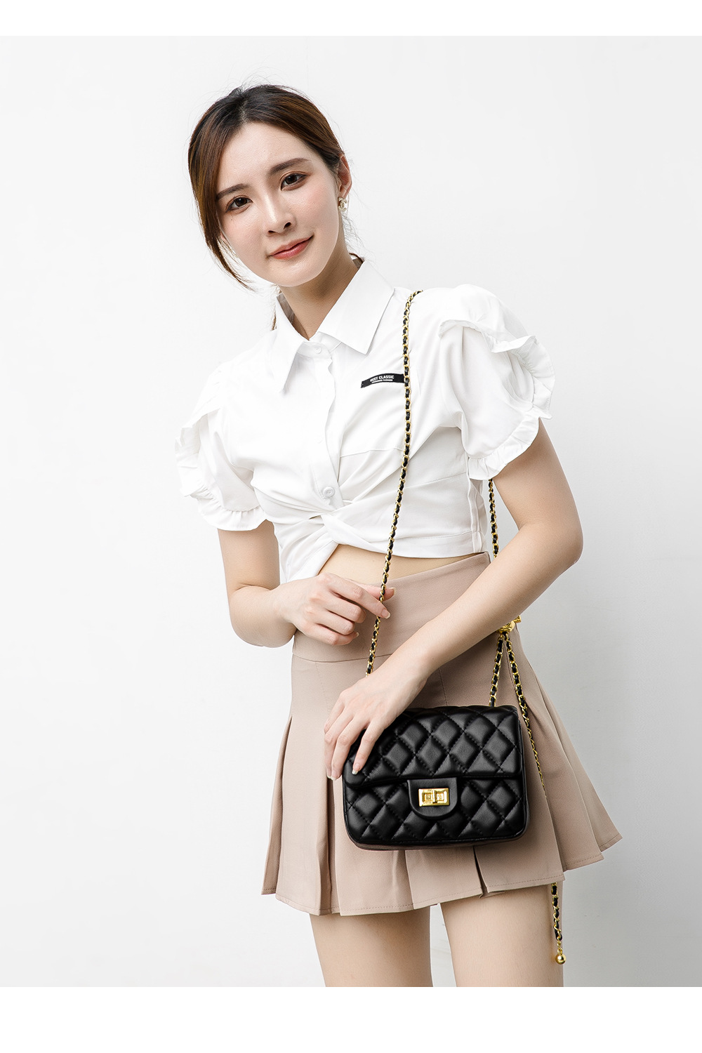 Women's Bag Adjustable Metal Ball Small Square Bag Single Shoulder Crossbody Women's Square Fatty Bag_voghion.com