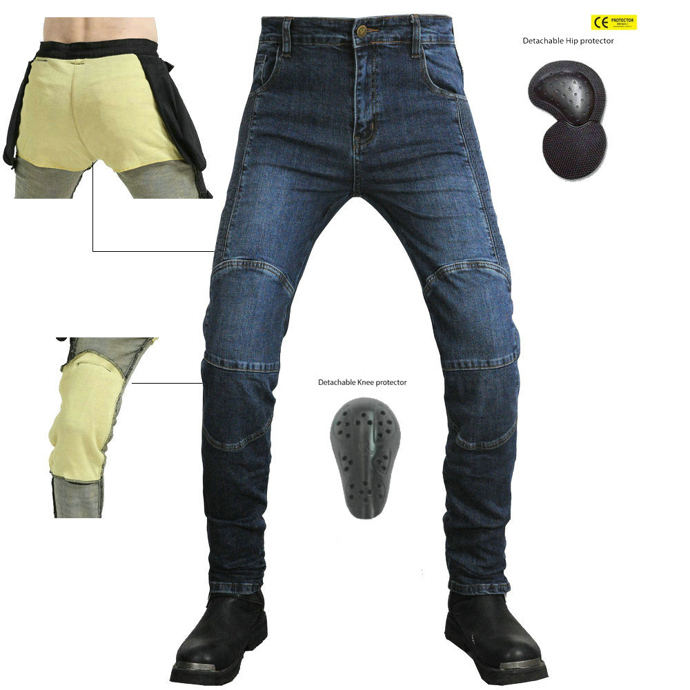 VULERO motocicleta jeans hombres y mujeres de alta elasticidad pantalones de montar pantalones de carreras pantalones kevlar-resistente a la lágrima