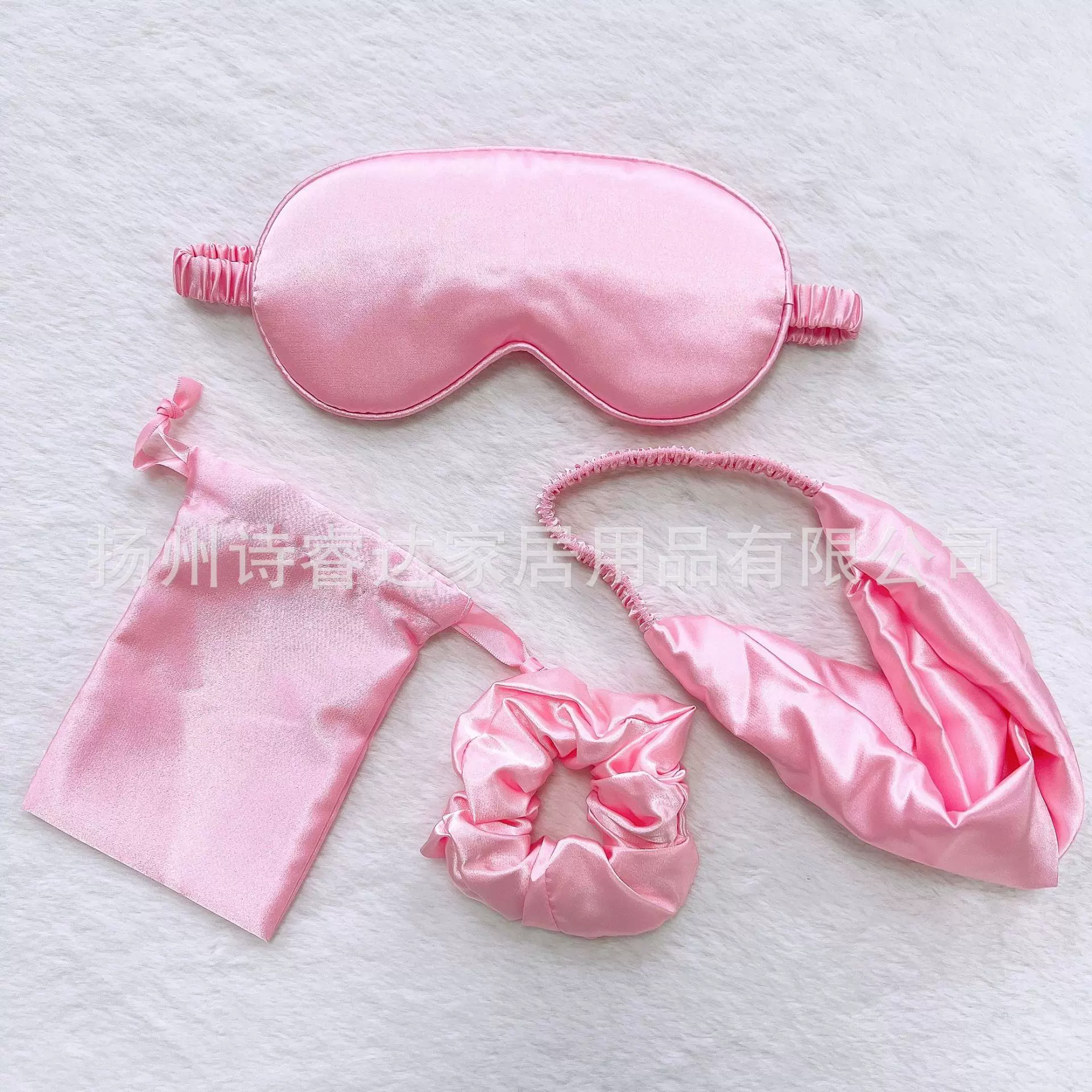现货仿真丝收纳袋发带发圈眼罩四件套遮光睡眠节庆伴手礼眼罩套装