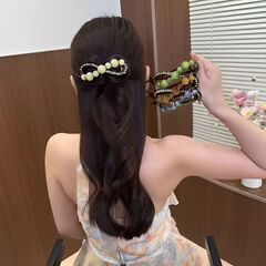 夏日小清新绿色球球扭扭夹女网红不硌头一字夹发夹后脑勺头发抓夹