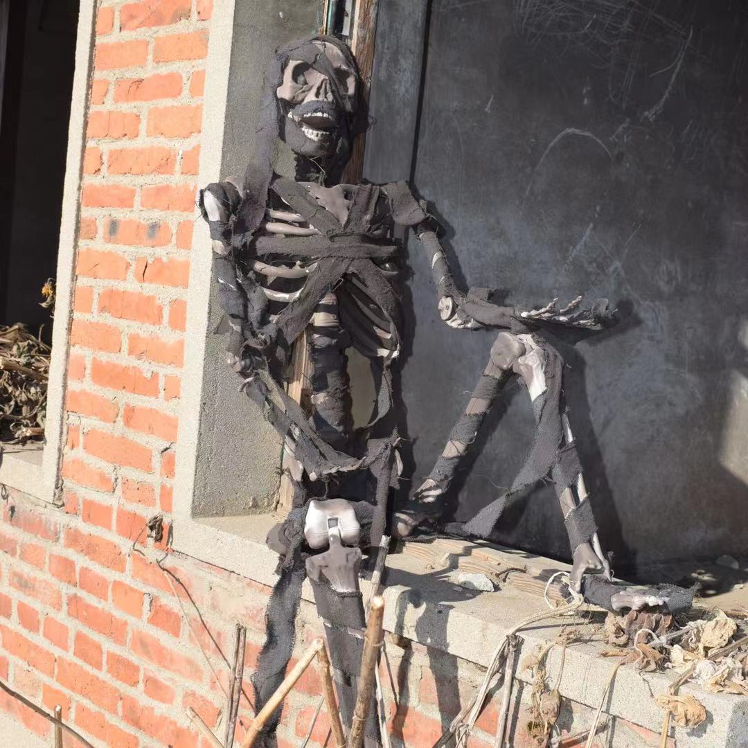 Esqueleto, trapos de Halloween, accesorios de esqueleto, habitaciones secretas, bares embrujados, decoración de terror, clanes colgados, fantasmas, cabezas de mosquitos.