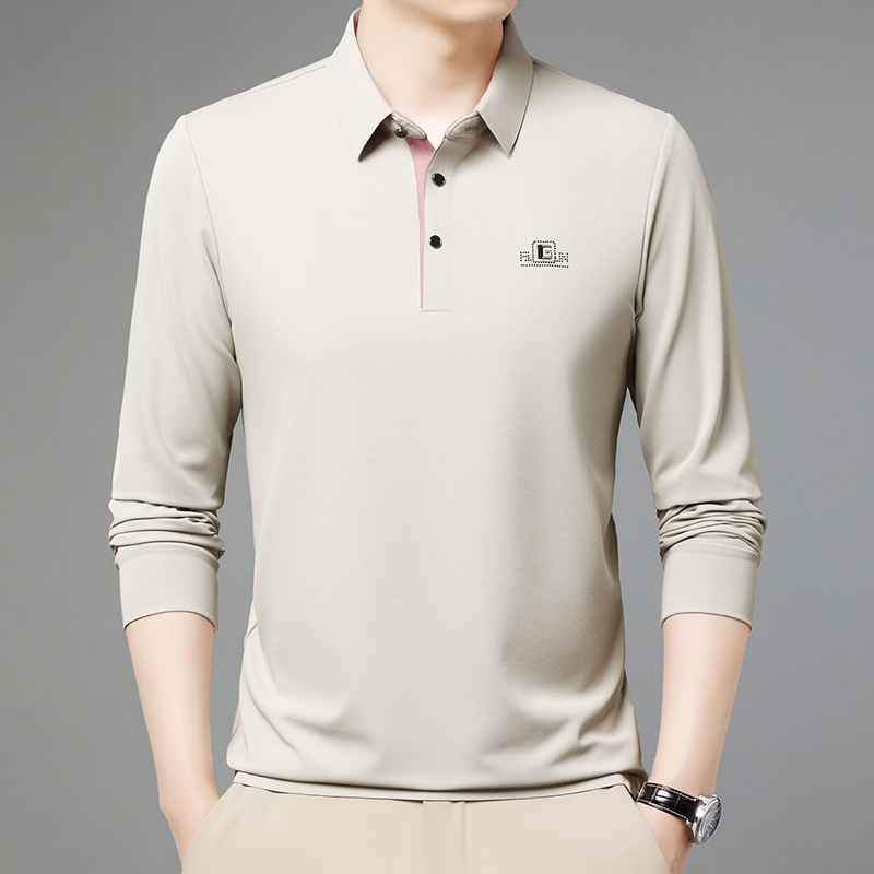 Men's New Autumn Long-Sleeve Business Casual Wear Lapel Fashion Polo Shirt Base Layer Shirt One-Piece Dropshipping Shirt Collar