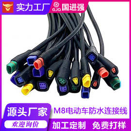 M8异型防水插头线 2~6芯公母对接连接器 电子设备信号传输连接线