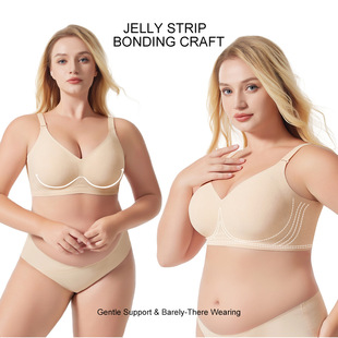 Amazon Cross-Border Factory Seamless Large Bust Bra Without Underwire Comfortable Bra Foreign Trade Jelly Full Cup