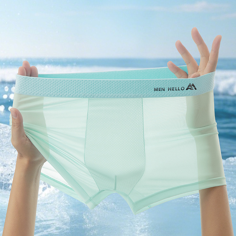 Factory Ice-Feel Men's Underwear, Breathable Antibacterial Crotch, Summer Quick-Dry Large Size Boxer Briefs, Thin Sports Shorts Factory Ice-Feel Men's Underwear, Breathable Antibacterial Crotch, Summer Quick-Dry Large Size Boxer Briefs, Thin Sports Shorts