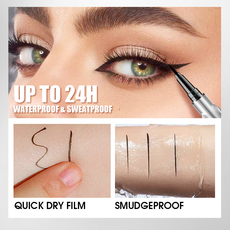 Delineador de ojos líquido negro PAGE VINE que no se corre, de secado rápido, resistente al agua, al sudor y a la decoloración, maquillaje al por mayor. image 4