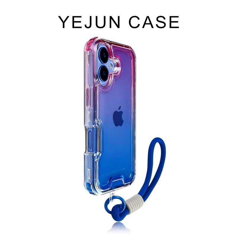 New Apple 17 Pro Max Phone Case, Two-Tone Gradient, iPhone 16 Ultra-Thick Three-In-One, 15 Pro Transparent, 14