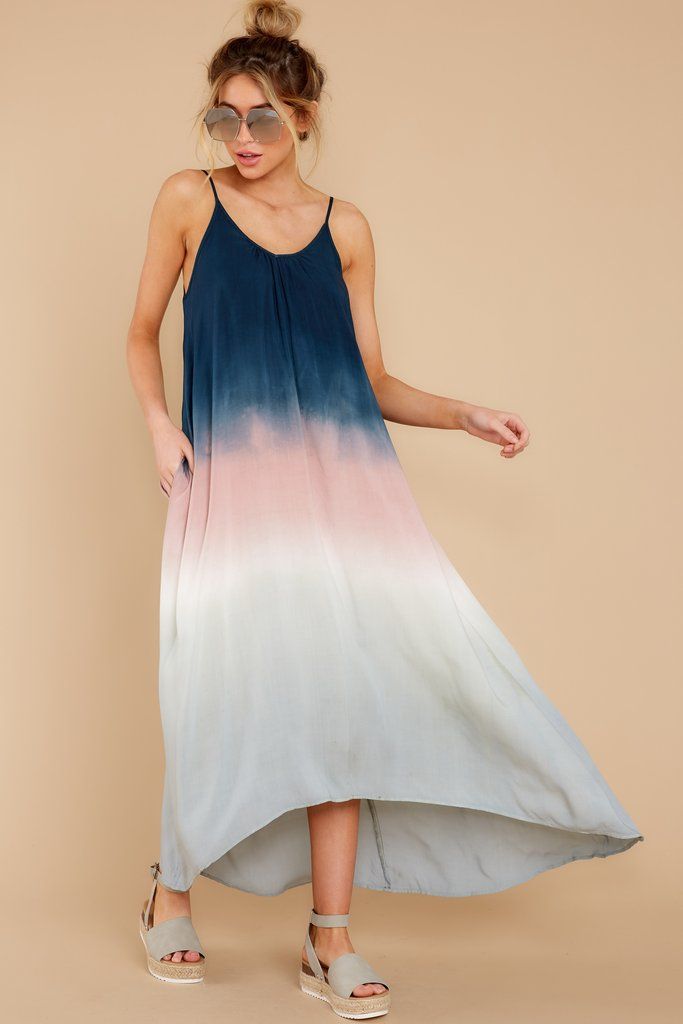 vestido lencero suelto sin espalda en forma de U con efecto tie-dye NSMID128686