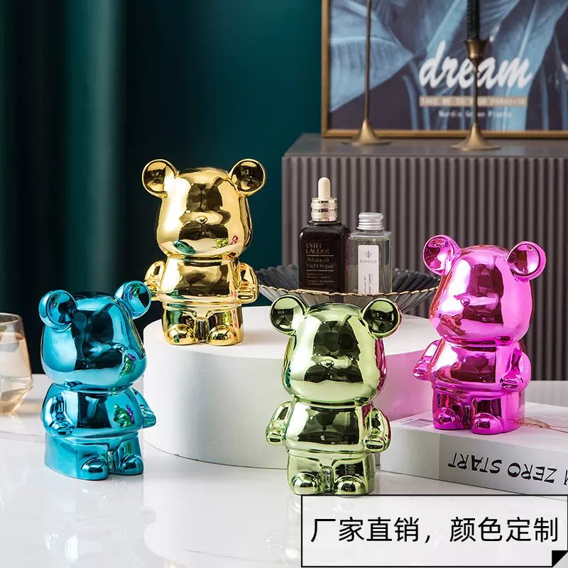 网红潮玩暴力熊陶瓷小摆件  卡通简约存钱罐柜台桌面摆饰多省包邮