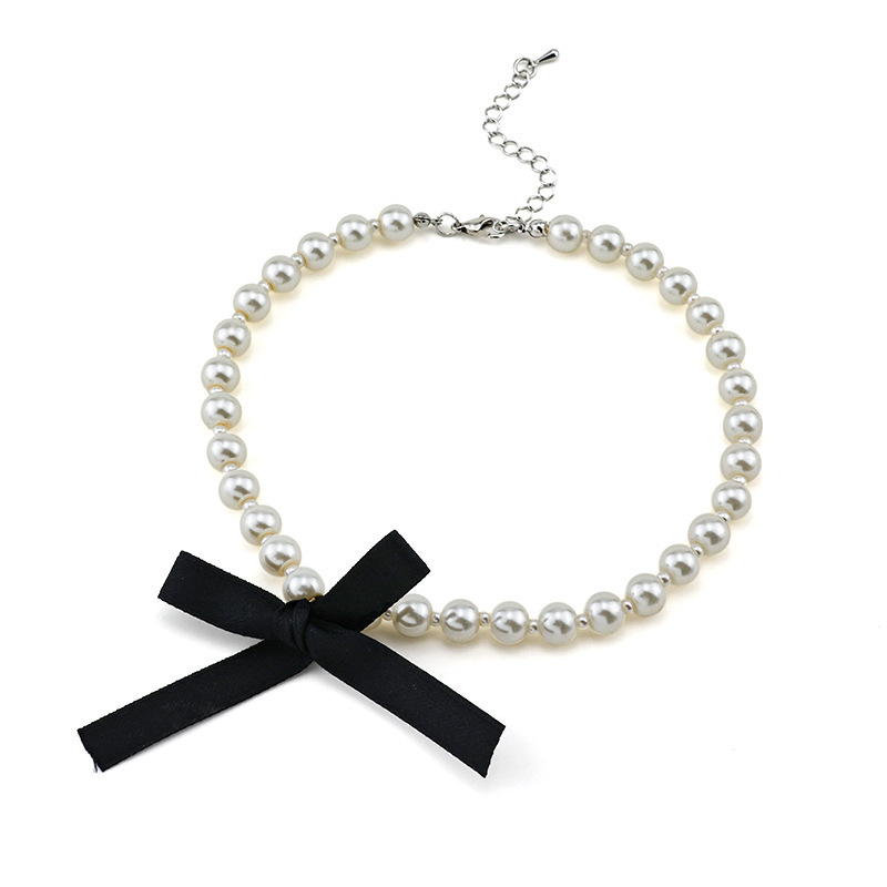 Brushed Bow Necklace Exaggerated Large Round Punk Collarbone Chain_voghion.com