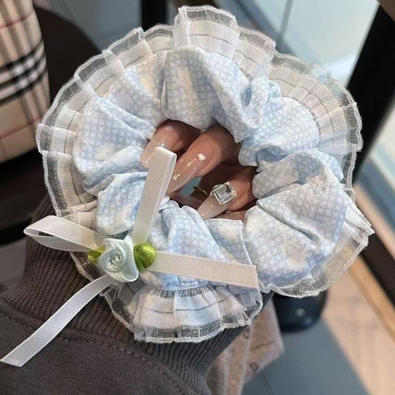 Al hair Ring No. 34 - Little Rose Blue Grid
