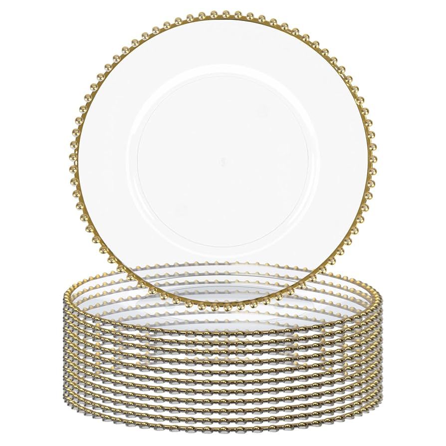 13 pulgadas de oro perlas de boda hotel plato de bola transparente plato de plástico decoración europea bandeja de bocadillos pasteles