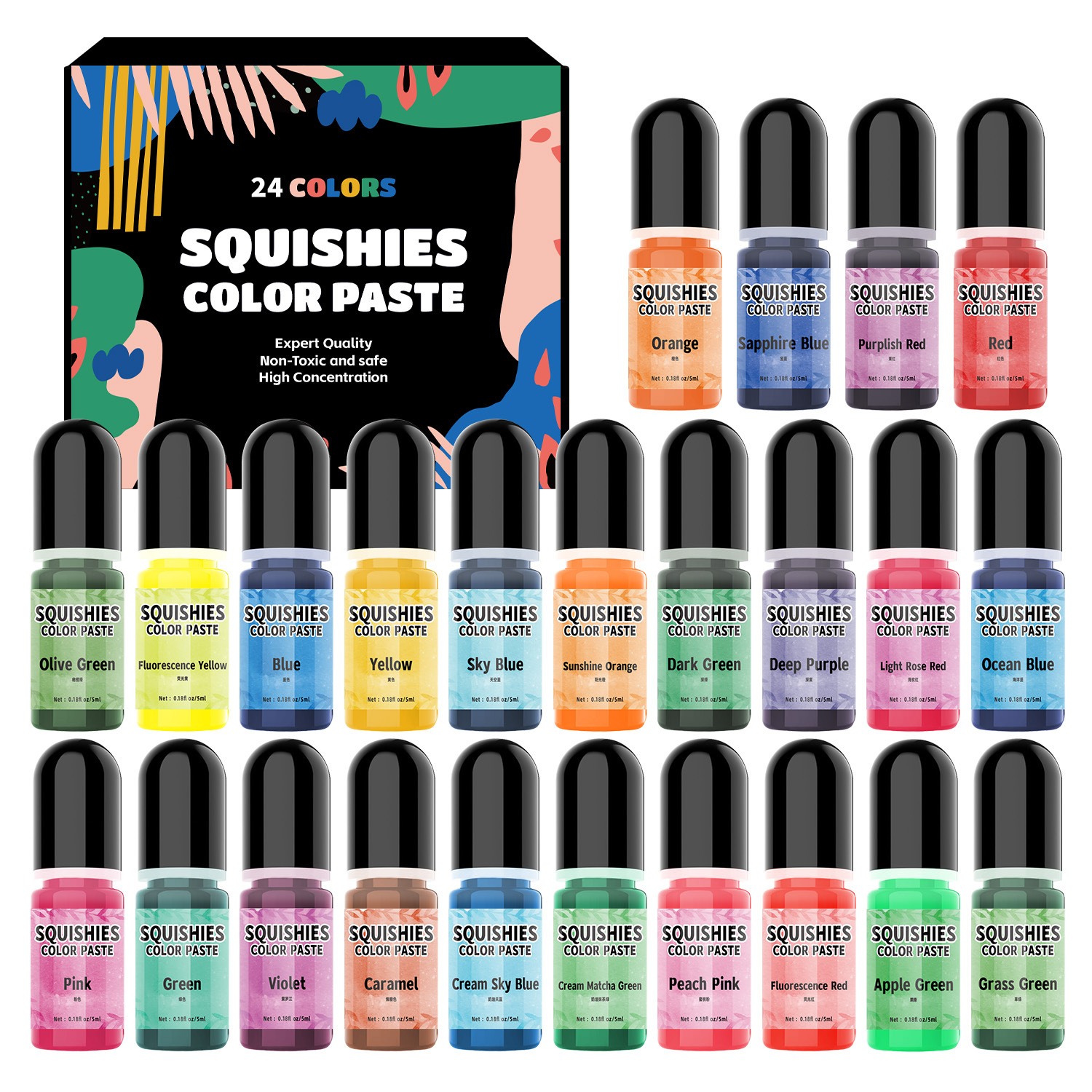 24가지 색상 세트(24의 배수로 사진을 찍어주세요. 배수로 사진을 찍지 않으면 무작위로 발송됩니다), 5ml